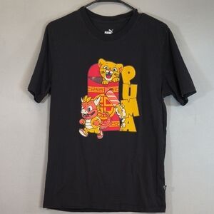 Puma Men's Black Graphic Tee , Size M